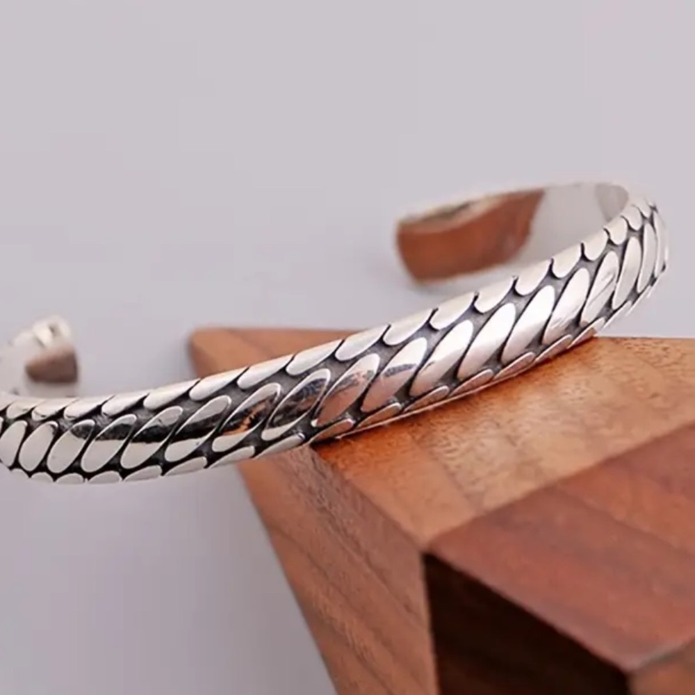Silver Braided Look Adjustable Cuff Bracelet - image 4